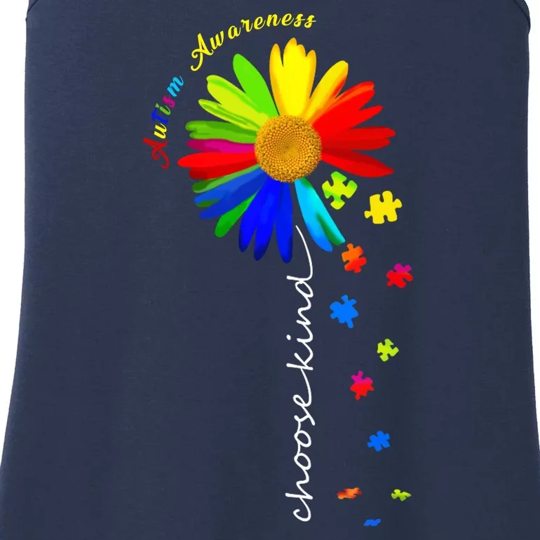 Autism Awareness Choose Kind Sunflower Puzzle Ladies Essential Tank