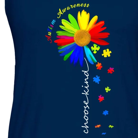 Autism Awareness Choose Kind Sunflower Puzzle Ladies Essential Flowy Tank