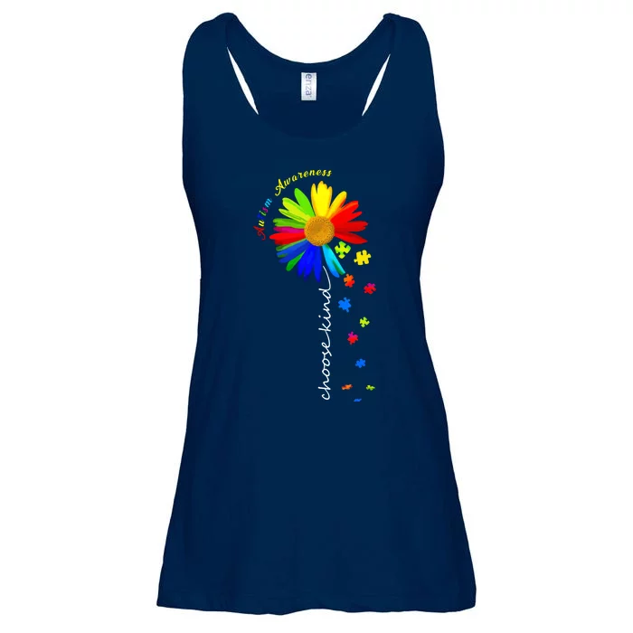 Autism Awareness Choose Kind Sunflower Puzzle Ladies Essential Flowy Tank