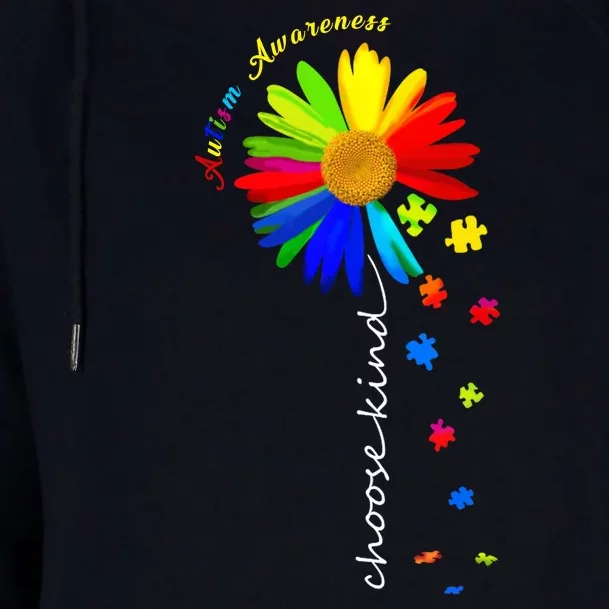 Autism Awareness Choose Kind Sunflower Puzzle Womens Funnel Neck Pullover Hood