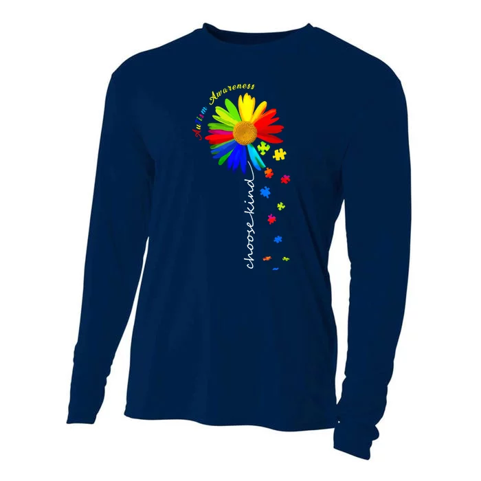 Autism Awareness Choose Kind Sunflower Puzzle Cooling Performance Long Sleeve Crew