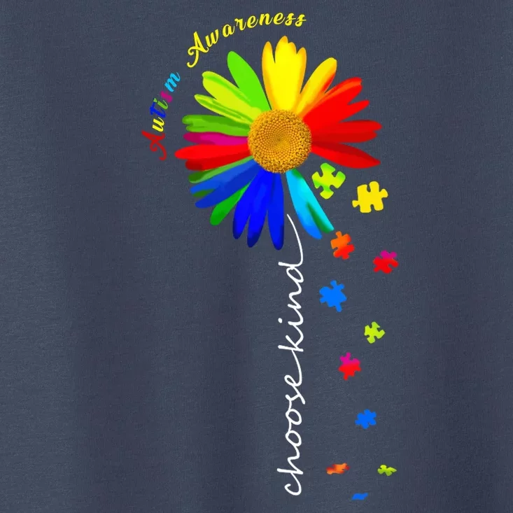 Autism Awareness Choose Kind Sunflower Puzzle Toddler T-Shirt