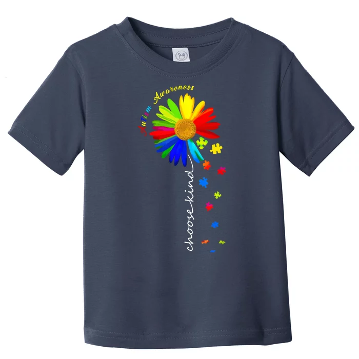 Autism Awareness Choose Kind Sunflower Puzzle Toddler T-Shirt