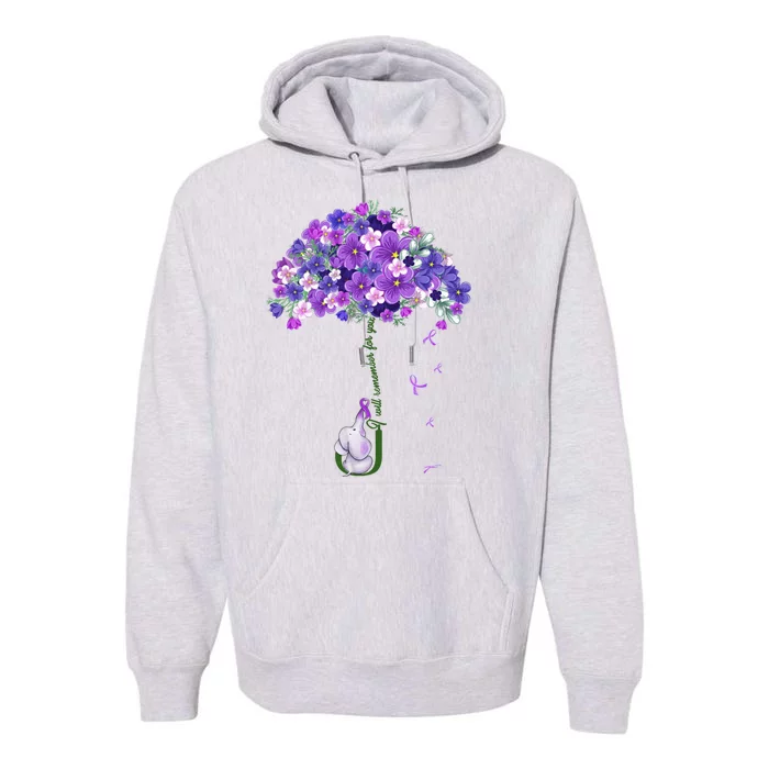 Alzheimer Awareness Cute Elephant I Will Remember For You Premium Hoodie