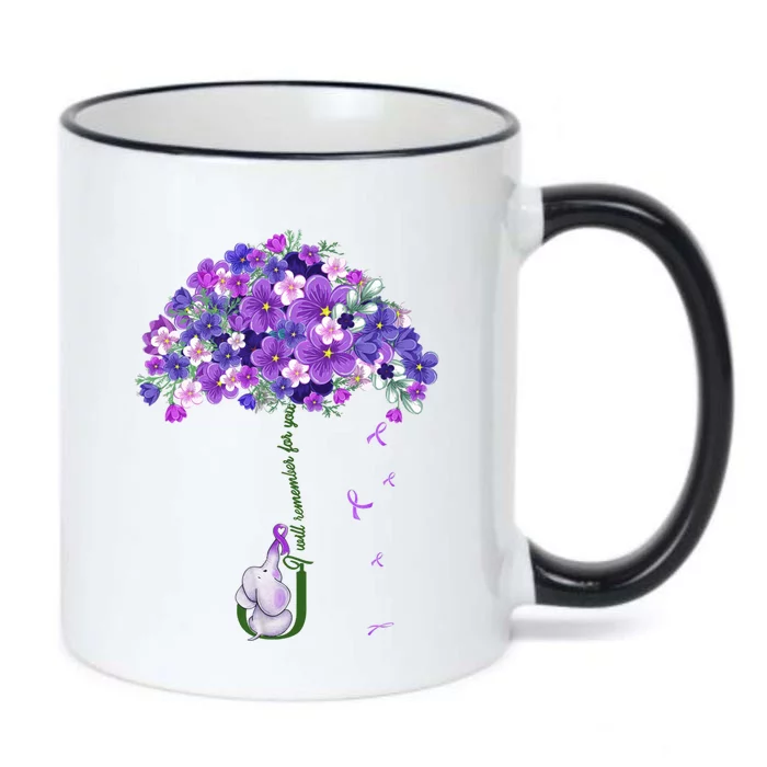 Alzheimer Awareness Cute Elephant I Will Remember For You Black Color Changing Mug