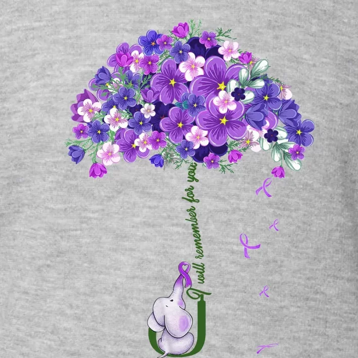 Alzheimer Awareness Cute Elephant I Will Remember For You Toddler Sweatshirt