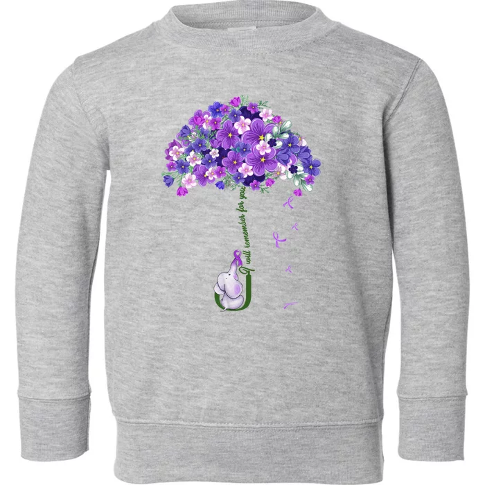 Alzheimer Awareness Cute Elephant I Will Remember For You Toddler Sweatshirt