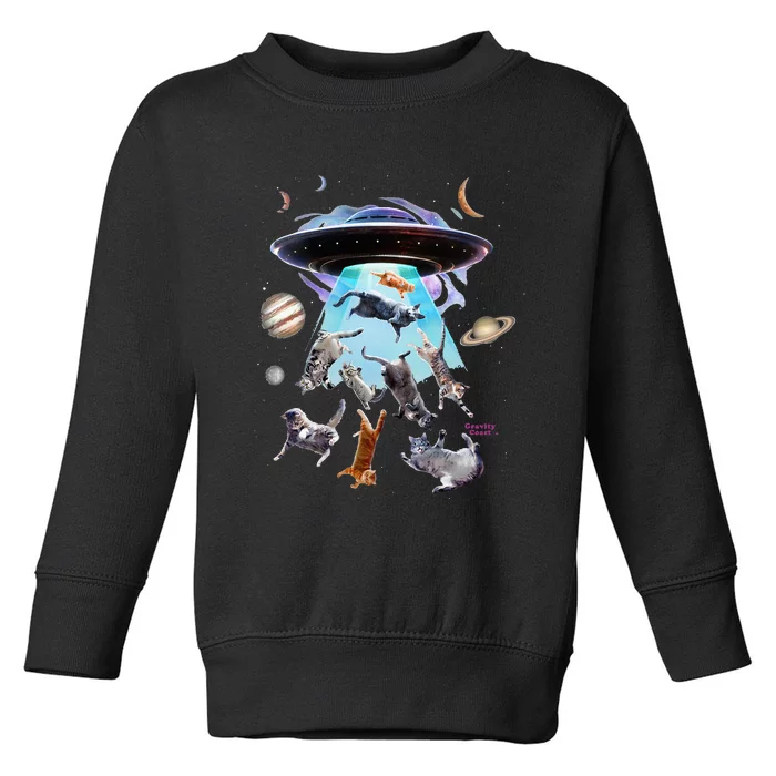 Aliens Abducting Cats Cat Kittens Ufo Saucer Cat Lover Toddler Sweatshirt