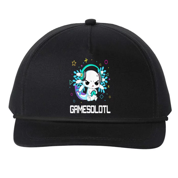 Axolotl Anime Cute Axolotl Video Gamer Snapback Five-Panel Rope Hat