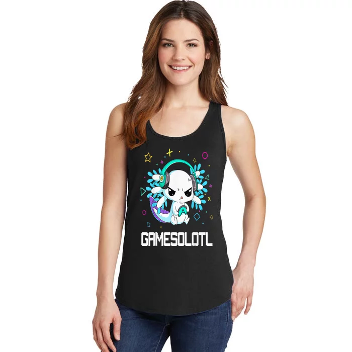 Axolotl Anime Cute Axolotl Video Gamer Ladies Essential Tank