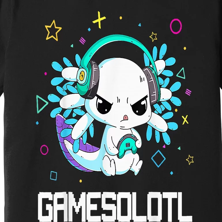 Axolotl Anime Cute Axolotl Video Gamer Premium T-Shirt