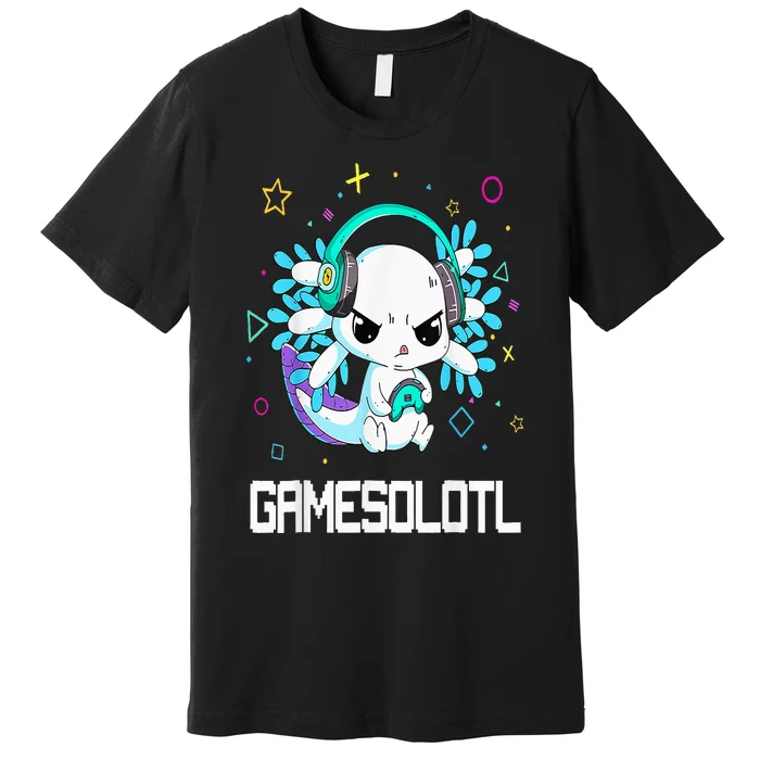 Axolotl Anime Cute Axolotl Video Gamer Premium T-Shirt