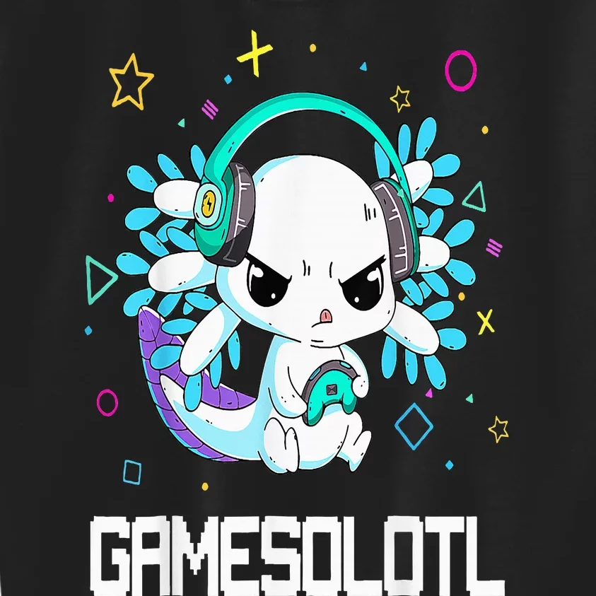 Axolotl Anime Cute Axolotl Video Gamer Kids Sweatshirt