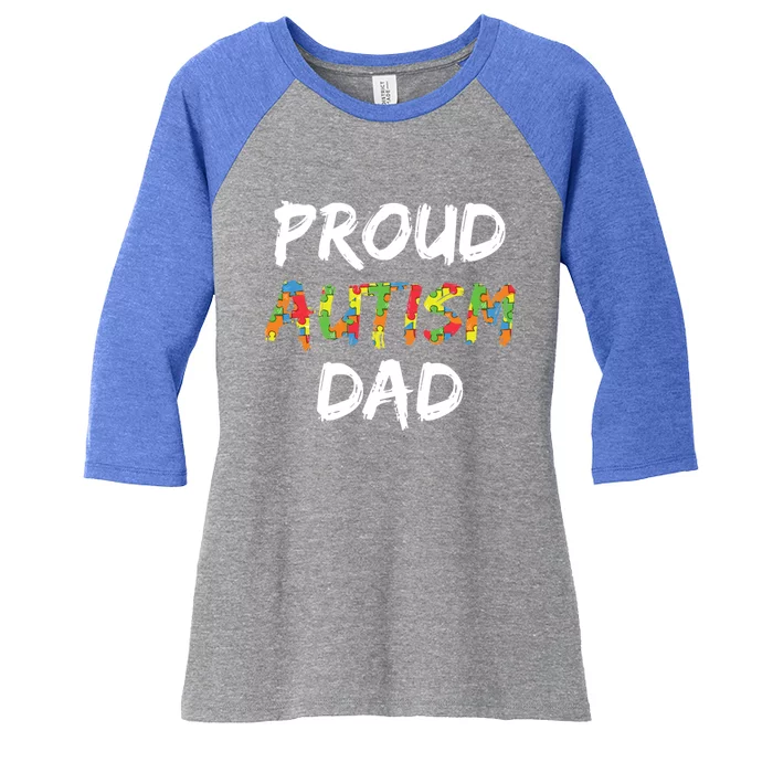 Autism Awareness Clothes Proud Autism Dad Gift Women's Tri-Blend 3/4-Sleeve Raglan Shirt