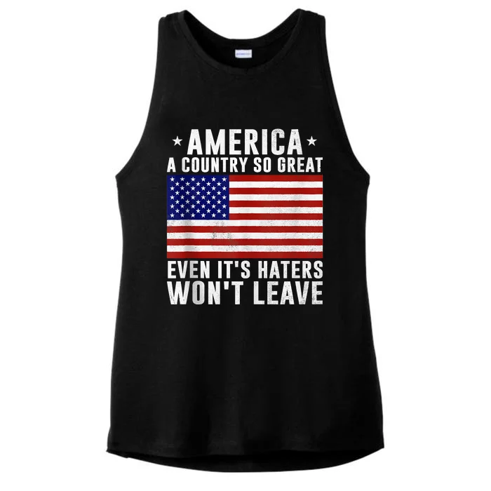 America A Country So Great Even Its Haters Wont Leave Ladies Tri-Blend Wicking Tank