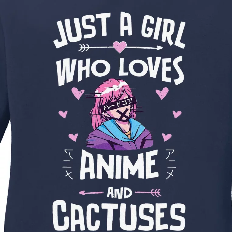 Anime And Cactuses Gift Forn Girls Ladies Long Sleeve Shirt