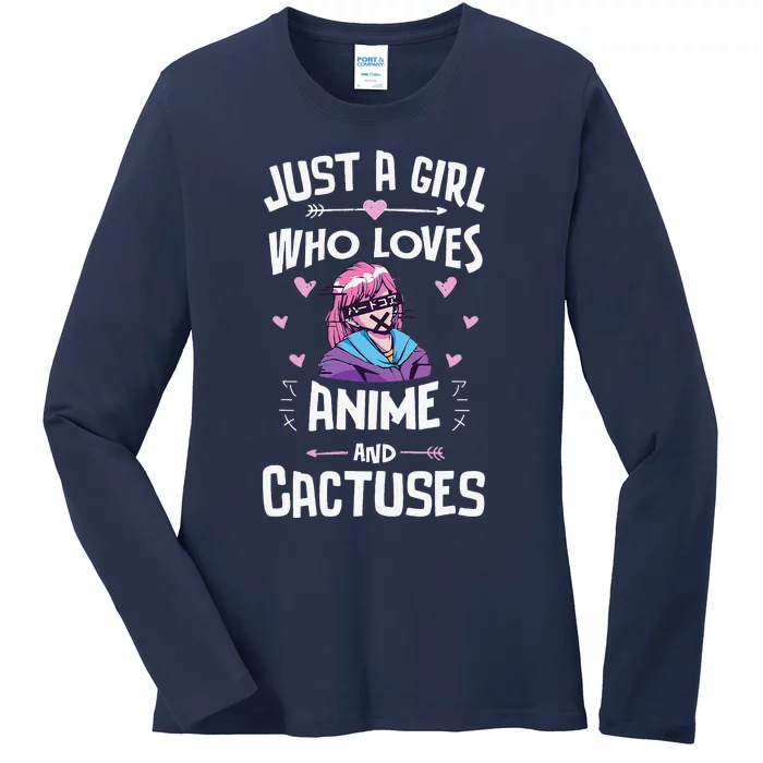 Anime And Cactuses Gift Forn Girls Ladies Long Sleeve Shirt