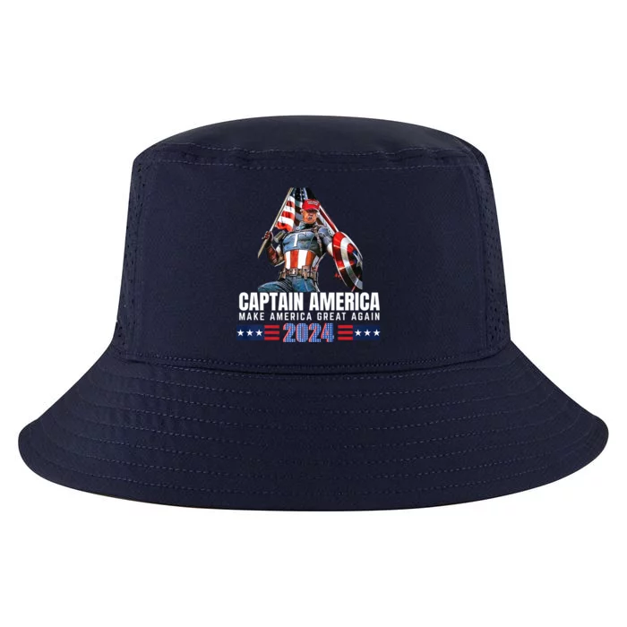 AGAIN AMERICAN CAPTAIN TRUMP 2024 MAKE AMERICA GREAT FUNNY Cool Comfort Performance Bucket Hat