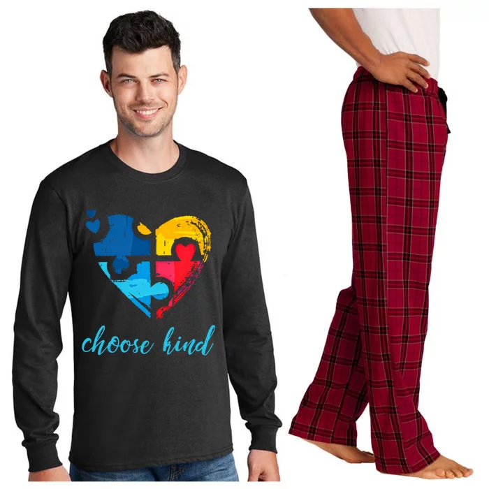 Autism Awareness Choose Kind Heart Puzzle Gift Long Sleeve Pajama Set