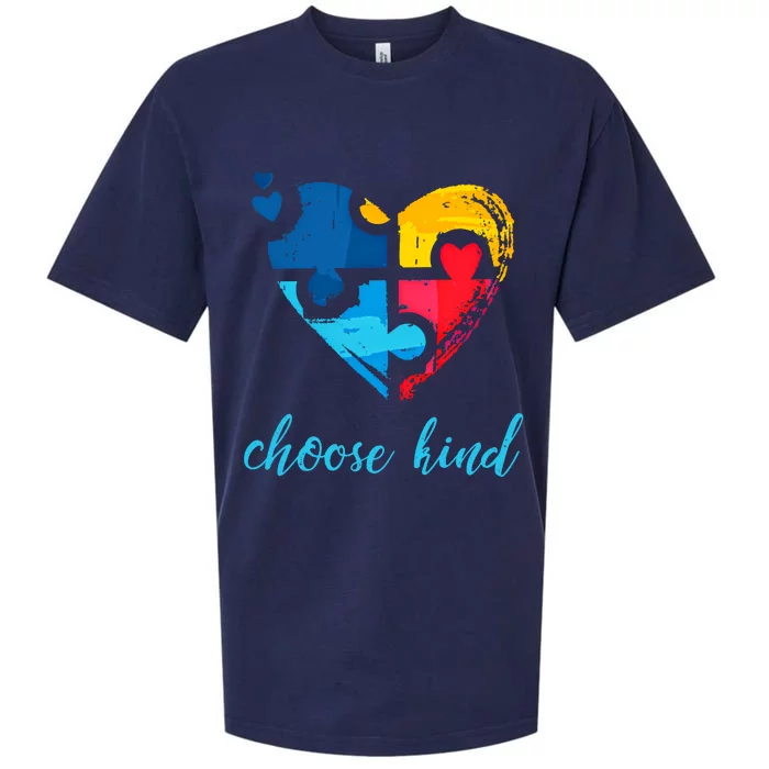 Autism Awareness Choose Kind Heart Puzzle Gift Sueded Cloud Jersey T-Shirt