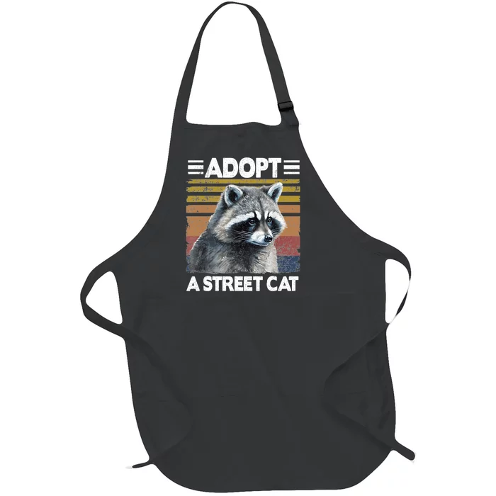 Adopt A Cat Street Watercolor Raccoon Full-Length Apron With Pocket