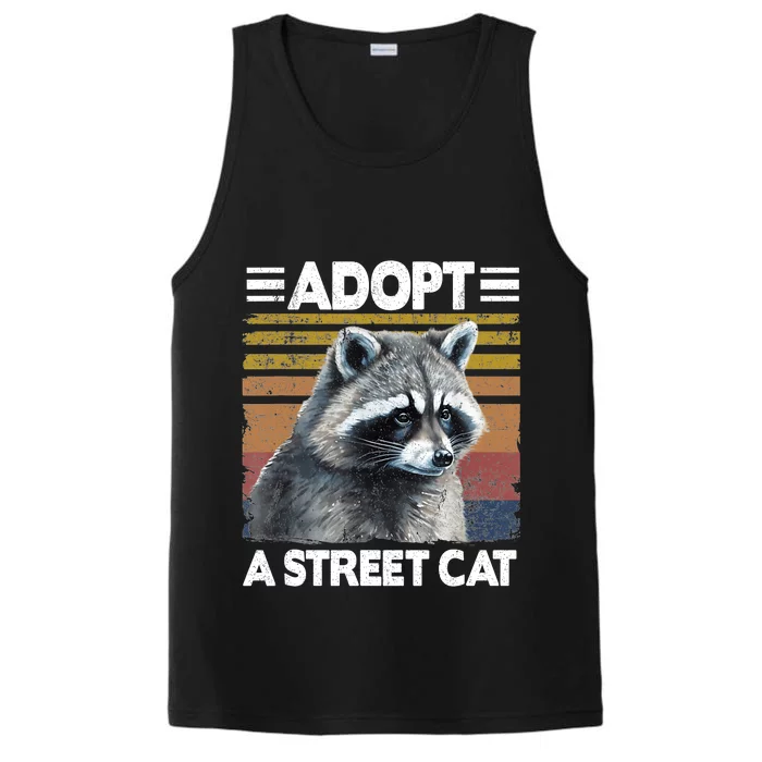 Adopt A Cat Street Watercolor Raccoon Performance Tank