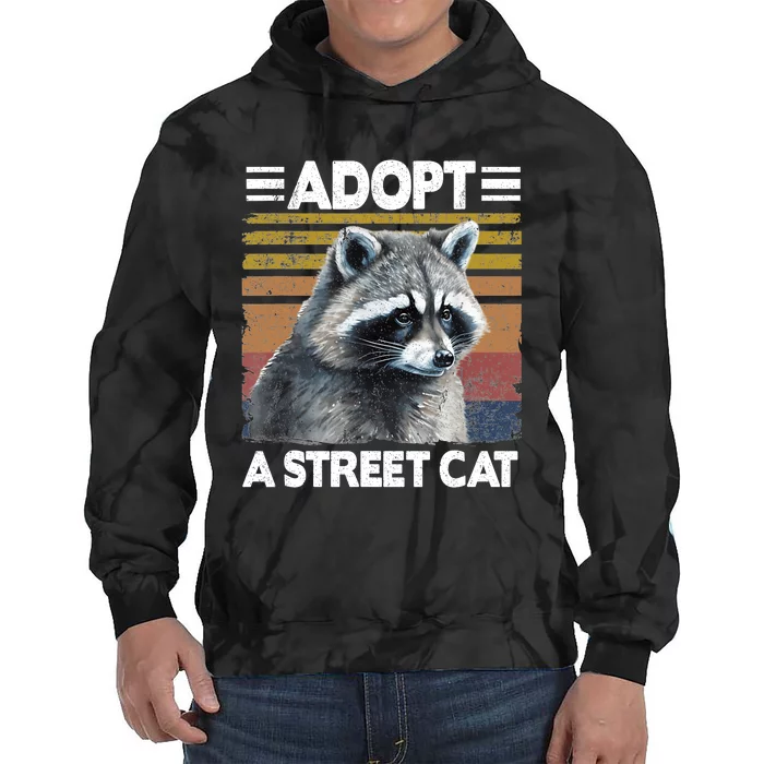 Adopt A Cat Street Watercolor Raccoon Tie Dye Hoodie