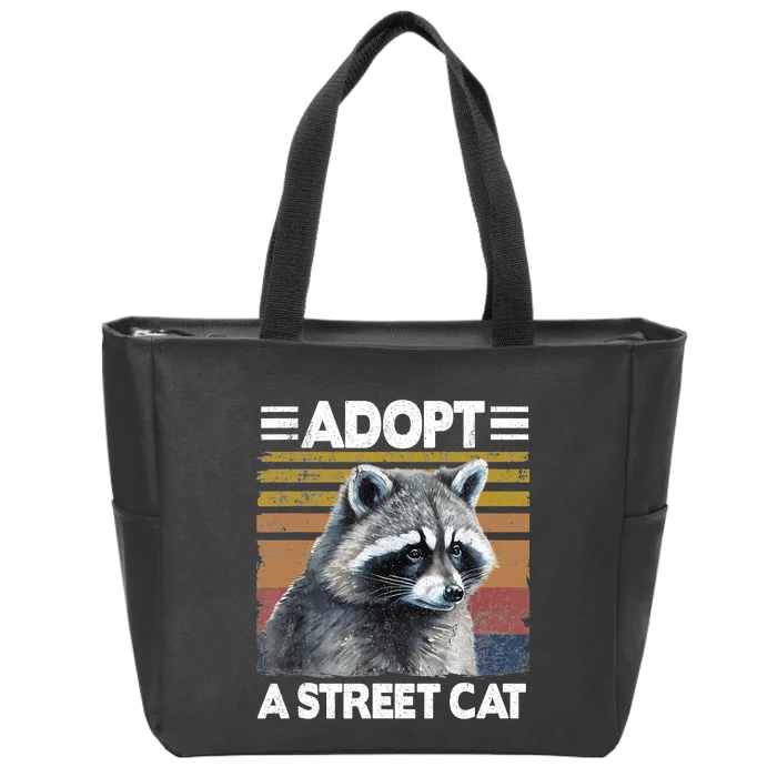 Adopt A Cat Street Watercolor Raccoon Zip Tote Bag