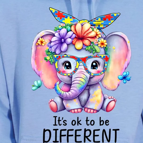 Autism Awareness Cute Elephant ItS Ok To Be Different Great Gift Unisex Surf Hoodie