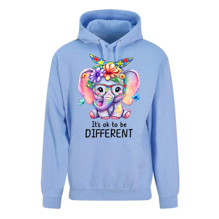 Autism Awareness Cute Elephant ItS Ok To Be Different Great Gift Unisex Surf Hoodie