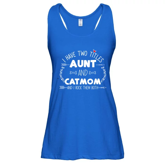 Aunt And Cat Mom Cute Red Heart Funny Gift For Kitten Lover Mama Gift Ladies Essential Flowy Tank