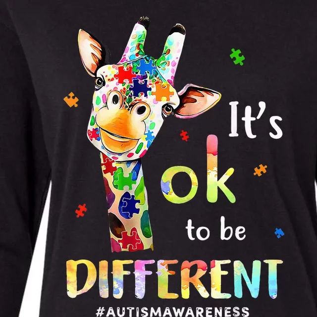 Autism Awareness Cute Giraffe Animal Its Ok To Be Different Womens Cotton Relaxed Long Sleeve T-Shirt