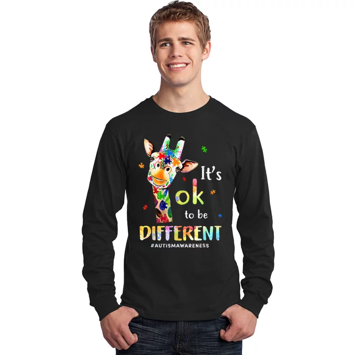 Autism Awareness Cute Giraffe Animal Its Ok To Be Different Long Sleeve Shirt