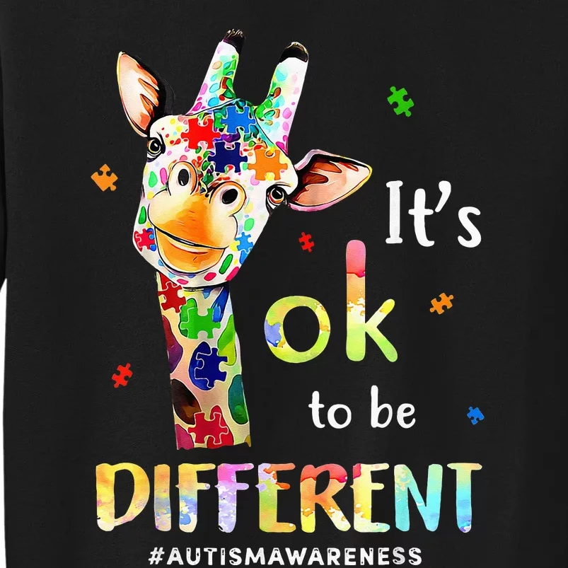 Autism Awareness Cute Giraffe Animal Its Ok To Be Different Tall Sweatshirt