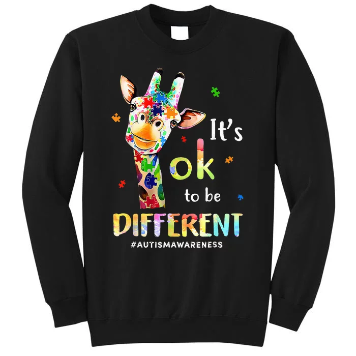 Autism Awareness Cute Giraffe Animal Its Ok To Be Different Tall Sweatshirt