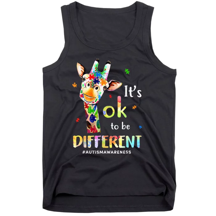 Autism Awareness Cute Giraffe Animal Its Ok To Be Different Tank Top