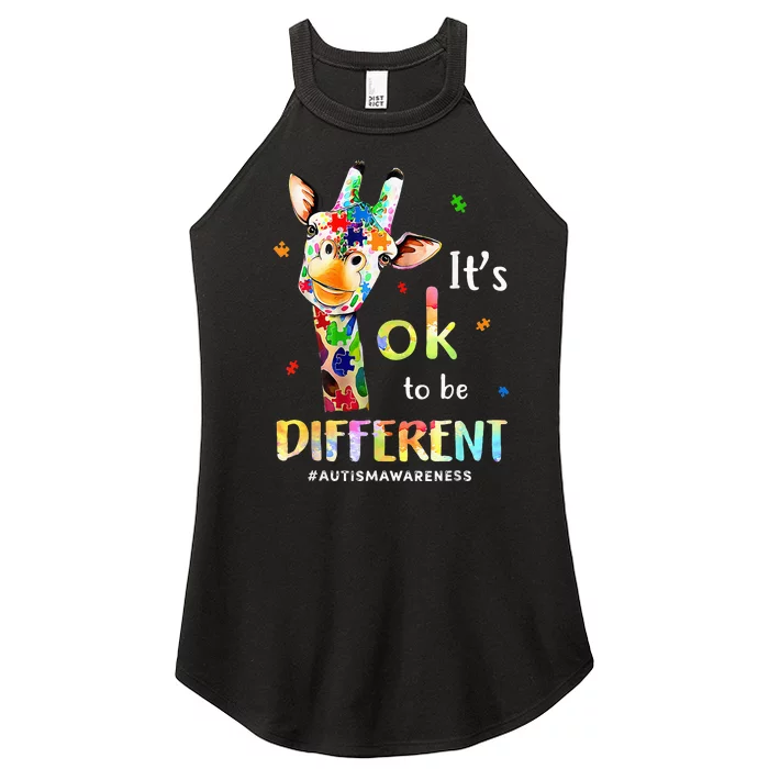 Autism Awareness Cute Giraffe Animal Its Ok To Be Different Women’s Perfect Tri Rocker Tank