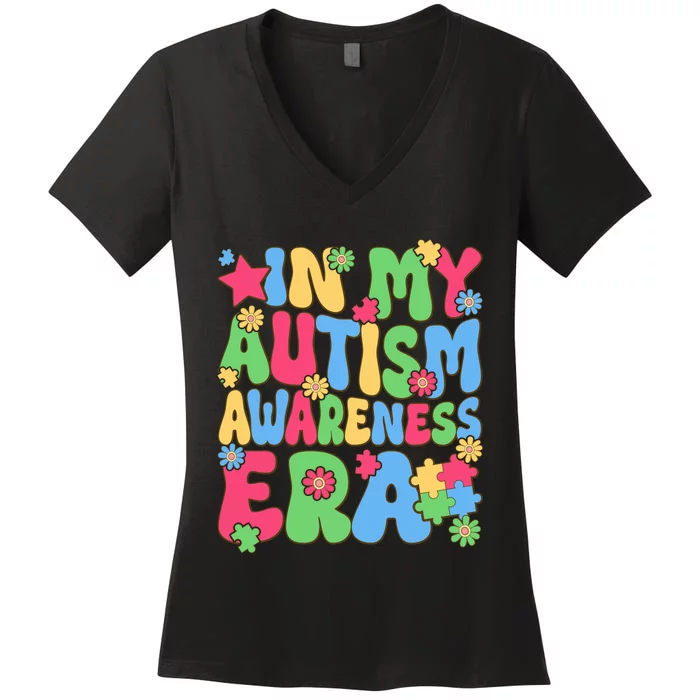 Autism Awareness Colorful Message Women's V-Neck T-Shirt