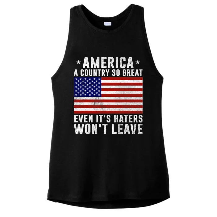 America A Country So Great Even Its Haters Wont Leave Ladies Tri-Blend Wicking Tank