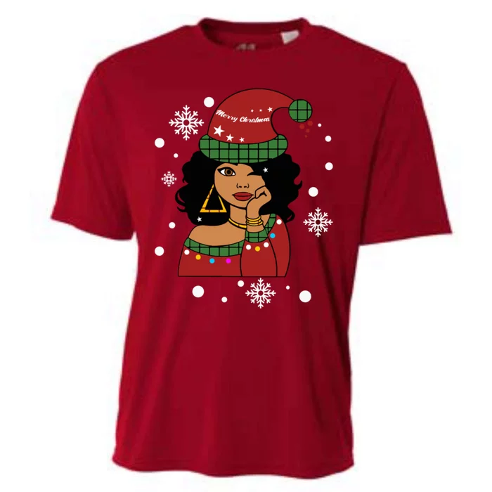 African American Christmas Santa Claus Gift Cooling Performance Crew T-Shirt