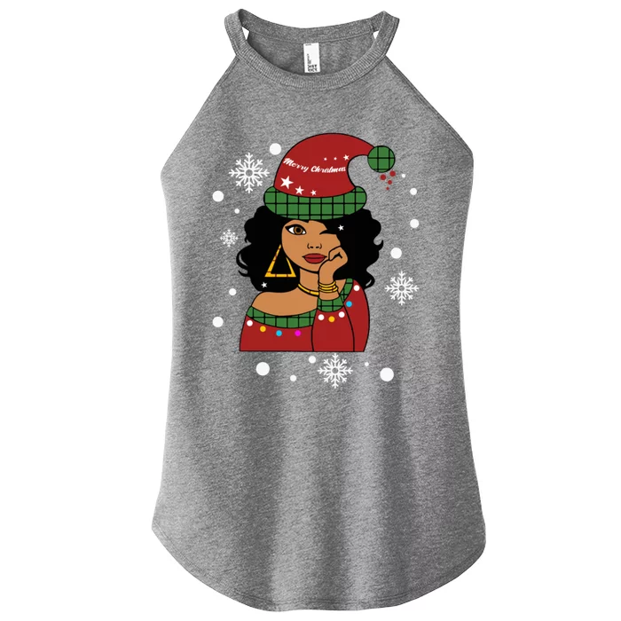 African American Christmas Santa Claus Gift Women’s Perfect Tri Rocker Tank