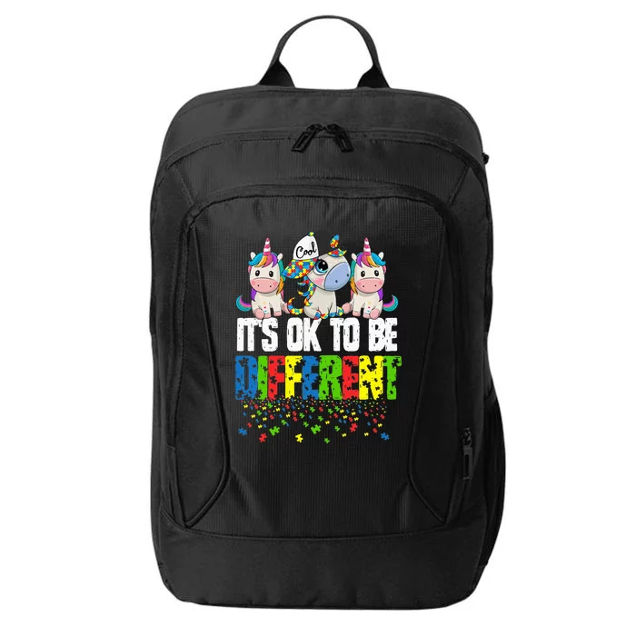 Autism Awareness Day Unicorn Gift It's Ok To Be Different City Backpack