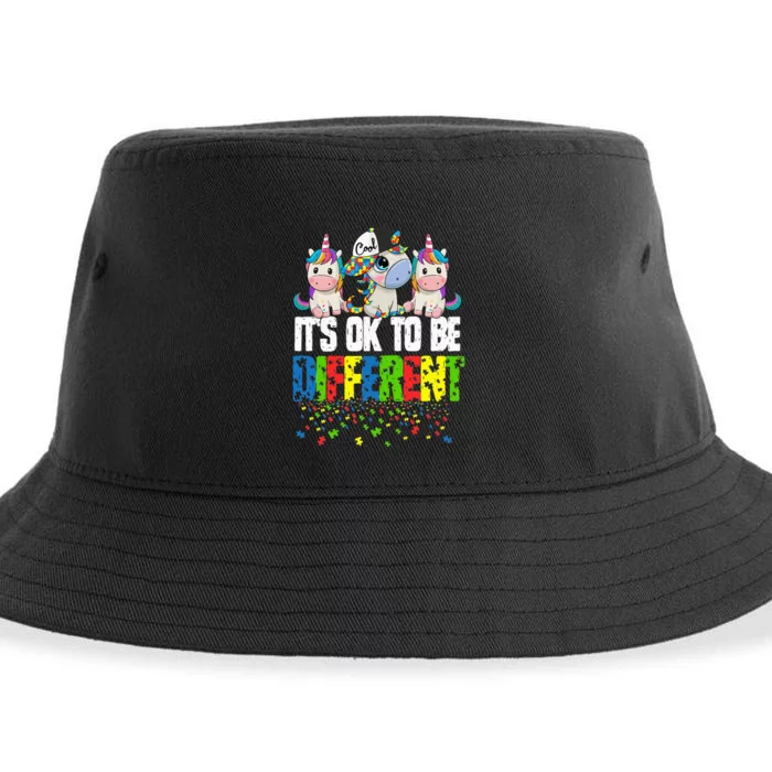 Autism Awareness Day Unicorn Gift It's Ok To Be Different Sustainable Bucket Hat