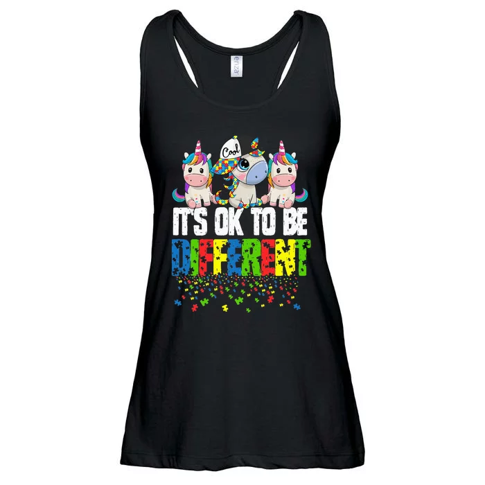 Autism Awareness Day Unicorn Gift It's Ok To Be Different Ladies Essential Flowy Tank