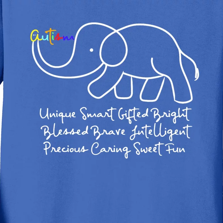 Autism Awareness Day Elephant Animal Autism Great Gift Kids Long Sleeve Shirt