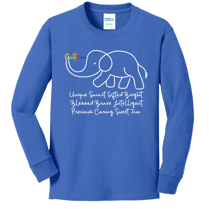 Autism Awareness Day Elephant Animal Autism Great Gift Kids Long Sleeve Shirt