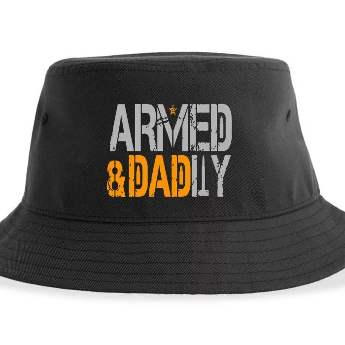 Armed And Dadly Funny Deadly Father Sustainable Bucket Hat