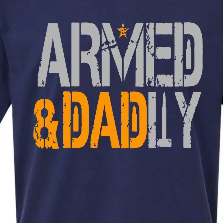 Armed And Dadly Funny Deadly Father Sueded Cloud Jersey T-Shirt