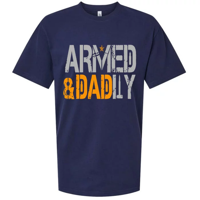 Armed And Dadly Funny Deadly Father Sueded Cloud Jersey T-Shirt