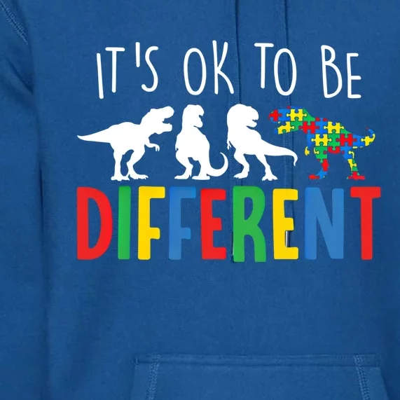 Autism Awareness Dinosaur ItS Ok To Be Different Gift Premium Hoodie